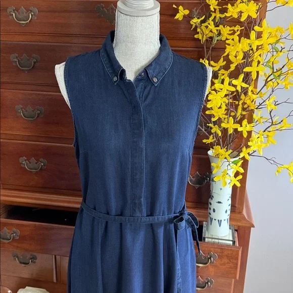 Banana Republic Chambray Denim Blue
Sleeveless Lyocell Shirtdress Size 10 - Picture 13 of 14